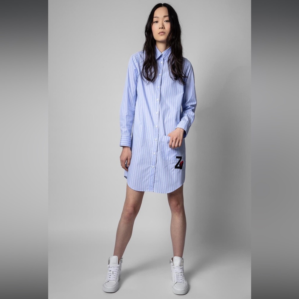 Zadig&Voltaire women’s striped shirt dress in sky-blue
Long sleeves